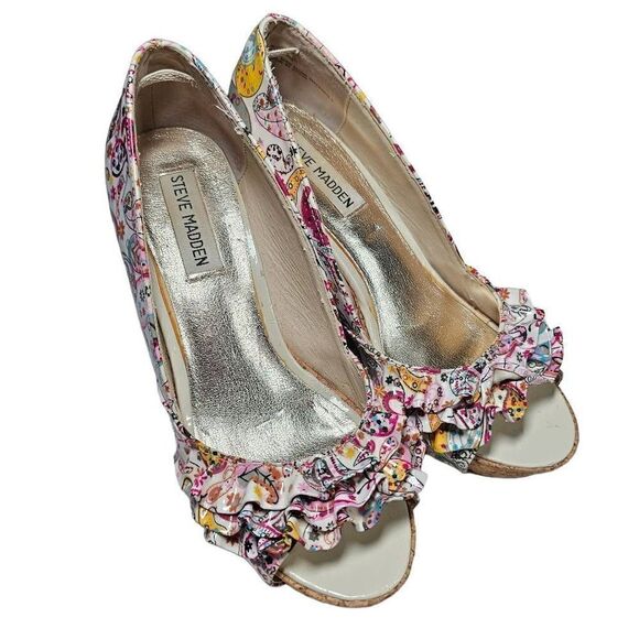 Steve Madden Women's Multicolor Paisley Camio Cork Wedge Platform Shoes 6M - Picture 11 of 14